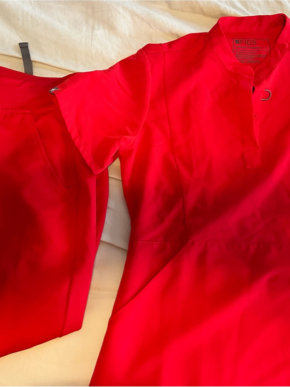 FIGS Vibrant Red Scrub Top and Pants medium
